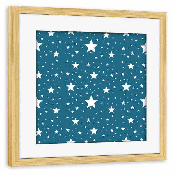 Poster mit Rahmen kiefer "Sterne Muster - Blau" artboxONE - Für Kinder,Abstrakt,Geometrie,Weihnachten