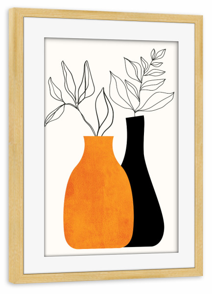 Poster mit Rahmen kiefer "Cheek To Cheek" artboxONE - Floral,Abstrakt - Botanisch,Vase,Pflanzen,Abstrakt,Plants,Botanical,Abstract