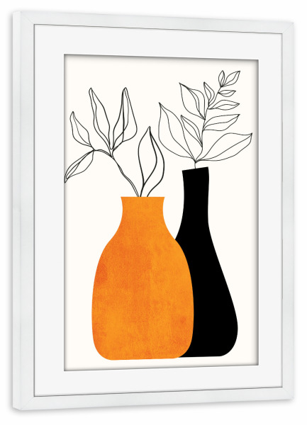 Poster mit Rahmen weiß "Cheek To Cheek" artboxONE - Floral,Abstrakt - Botanisch,Vase,Pflanzen,Abstrakt,Plants,Botanical,Abstract