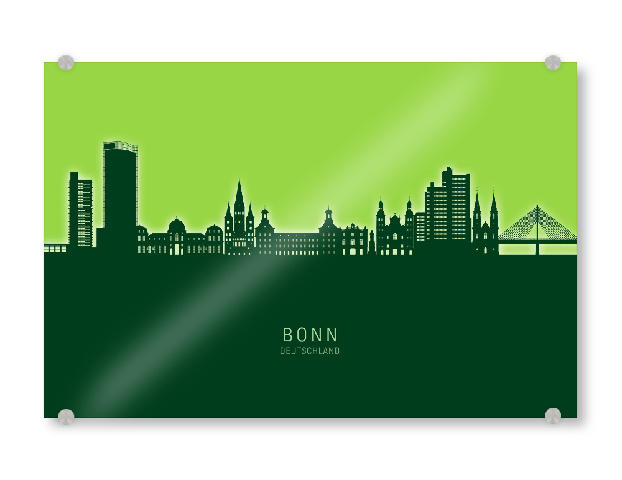 Acrylglasbild "Bonn Germany Skyline Glow Green" artboxONE - Städte