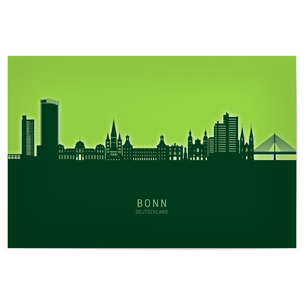 Poster 30x20 cm "Bonn Germany Skyline Glow Green" artboxONE - Städte