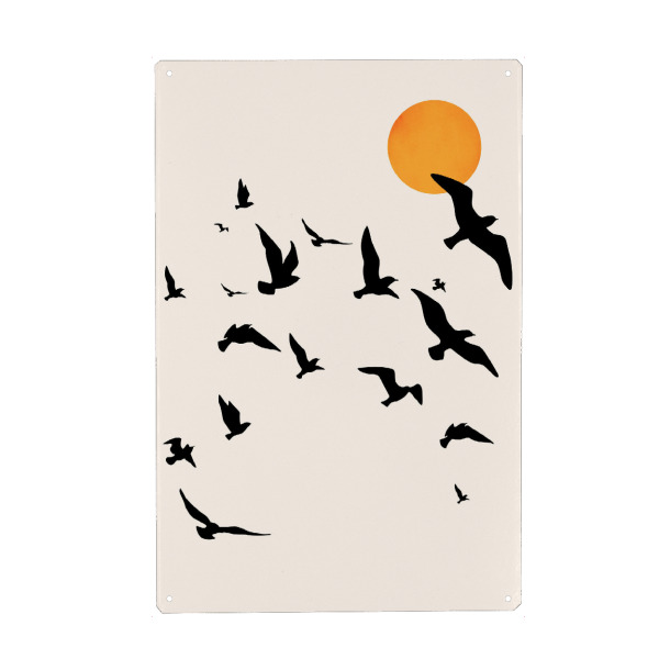 Metall Poster "Up And Away To The Sun" artboxONE - Natur,Tiere,Abstrakt - Vögel,Sonne,Sun,Birds,Abstract,Abstrakt - Blechschild