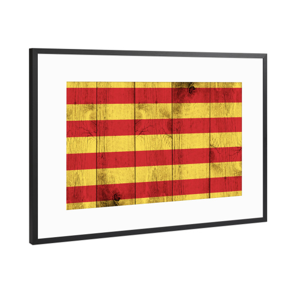 Poster mit Rahmen Schwarz (Metallic) "Katalonien Flagge" artboxONE - Reise - Flagge,Fahne,Grunge,Retro,Katalonien,Spanien,Provinz