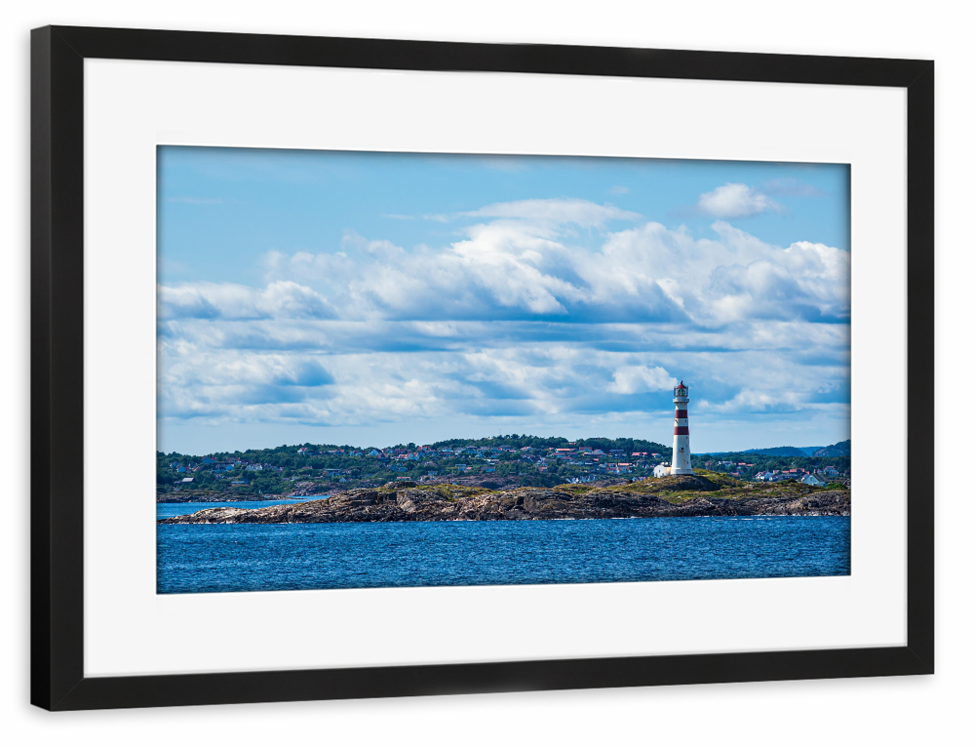 Poster mit Rahmen schwarz "Leuchtturm Oksøy Fyr" artboxONE - Natur,Reise,Architektur,Reise / Strand und Meer,Reise / Länder