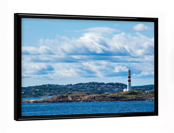 Poster mit schwarzem Rahmen "Leuchtturm Oksøy Fyr" artboxONE - Natur,Reise,Architektur,Reise / Strand und Meer,Reise / Länder