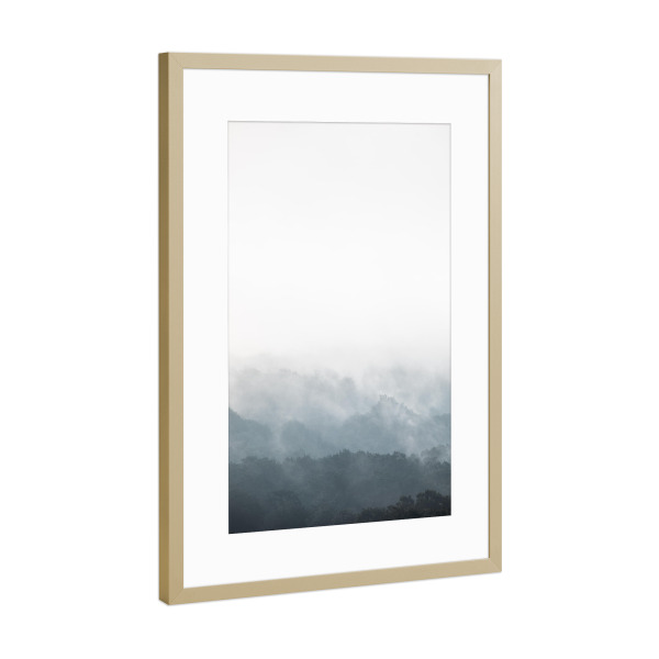 Poster mit Rahmen Gold "Wolkenwald" artboxONE - Natur