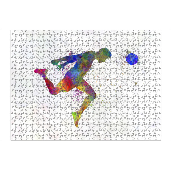 Puzzle Ravensburger "Man soccer football player" artboxONE - Sport - Sport,Sports,Watercolor,Soccer,Footballer,Player,Ball,Scorer - Bild sport