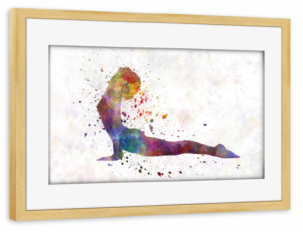 Poster mit Rahmen kiefer "Watercolor yoga-b" artboxONE - Sport - Sport,Sports,Color,Illustration,Watercolor,Yoga,Relaxation,Zen,Bohemian