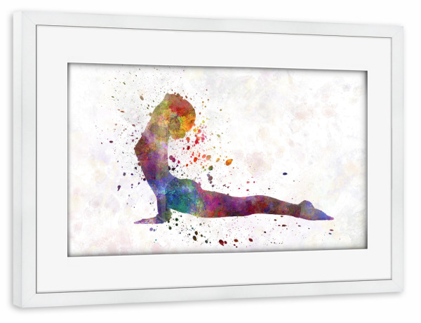 Poster mit Rahmen weiß "Watercolor yoga-b" artboxONE - Sport - Sport,Sports,Color,Illustration,Watercolor,Yoga,Relaxation,Zen,Bohemian