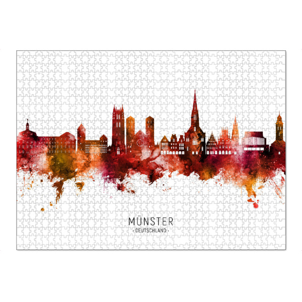 Puzzle Ravensburger "Münster Germany Skyline Red Name" artboxONE - Städte