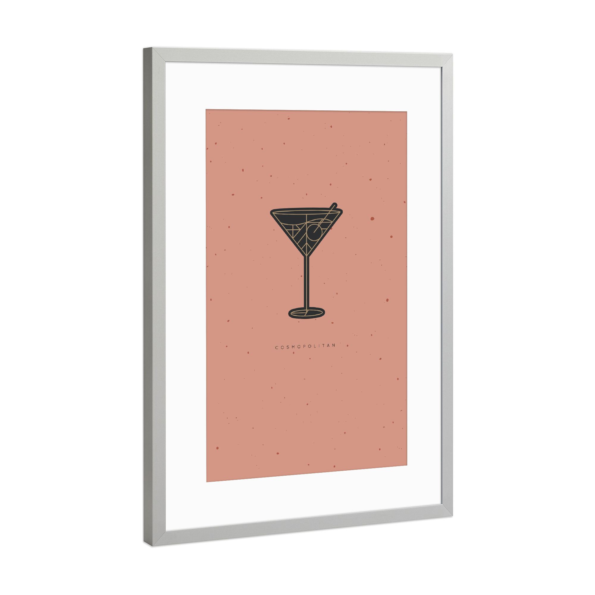 Poster mit Rahmen Silber "Art deco cosmopolitan cocktail" artboxONE - Essen & Trinken / Alkohol