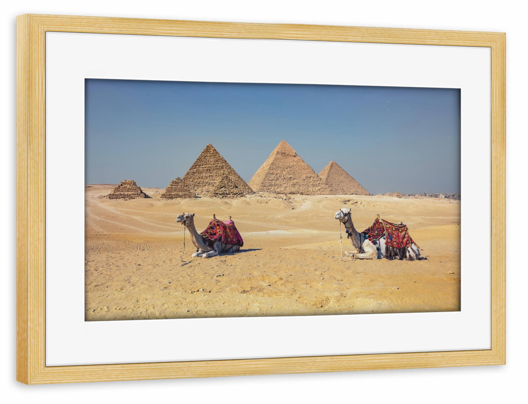Poster mit Rahmen kiefer "Giza Pyramids" artboxONE - Reise,Architektur,Reise / Afrika,Reise / Länder,Städte / Weitere