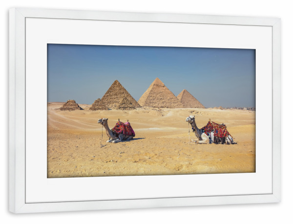 Poster mit Rahmen weiß "Giza Pyramids" artboxONE - Reise,Architektur,Reise / Afrika,Reise / Länder,Städte / Weitere