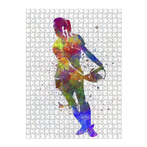 Puzzle Ravensburger "Watercolor female rugby-d" artboxONE - Sport - Sport,Sports,Watercolor,Athlete,Rugby,Female,Ball,Player,Woman,Girl - Bild sport