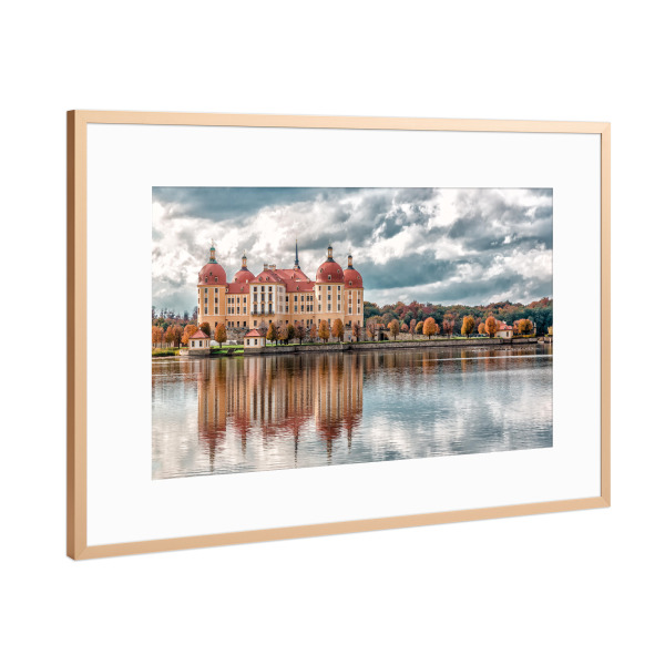 Poster mit Rahmen Kupfer "Schloss Moritzburg im Herbst" artboxONE - Reise,Architektur,Städte / Dresden