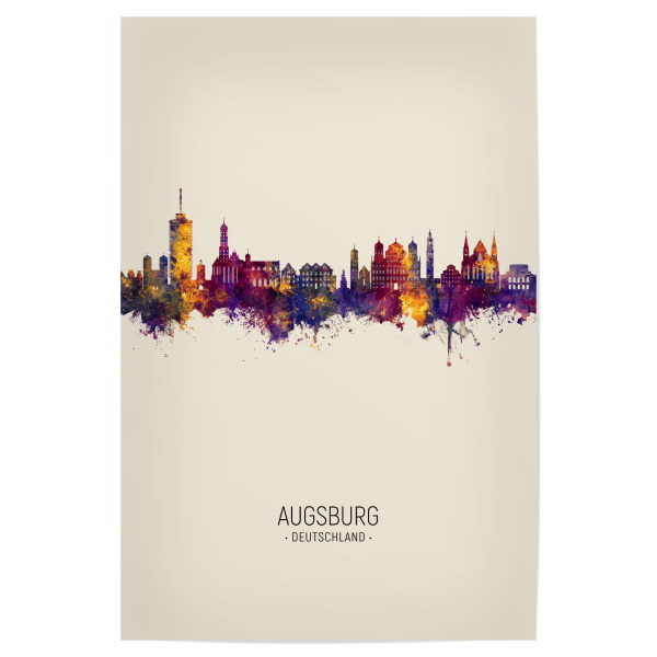 Poster 30x20 cm "Augsburg Germany Skyline Beige" artboxONE - Städte