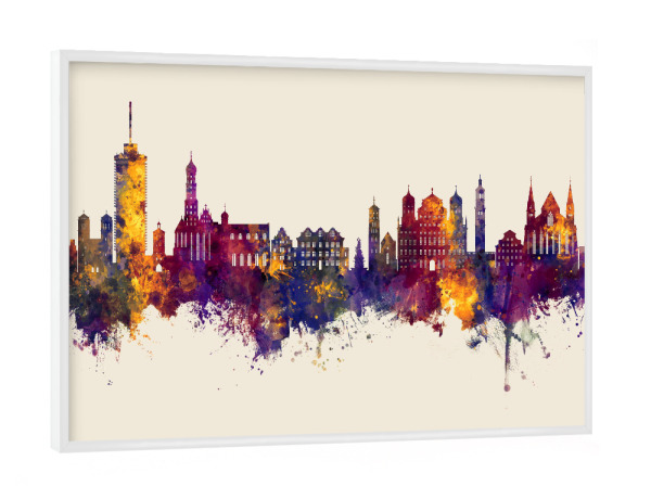 Poster mit weißem Rahmen "Augsburg Germany Skyline Autumn" artboxONE - Städte