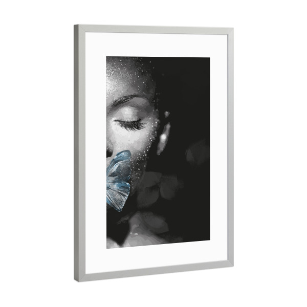 Poster mit Rahmen Silber "Butterfly Lady I" artboxONE - Abstrakt,Für Mama