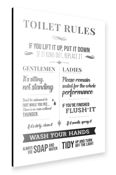 Alu-Dibond "Toilet Rules" 30x20 cm artboxONE