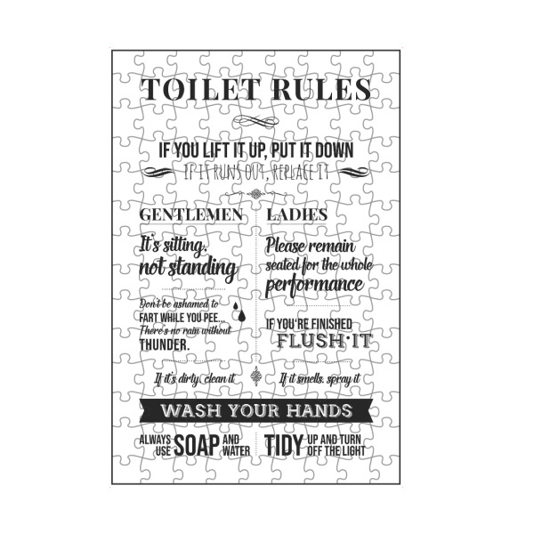 artboxONE Puzzle "Toilet Rules" artboxONE - Typografie,Schwarzweiß,Buchstaben