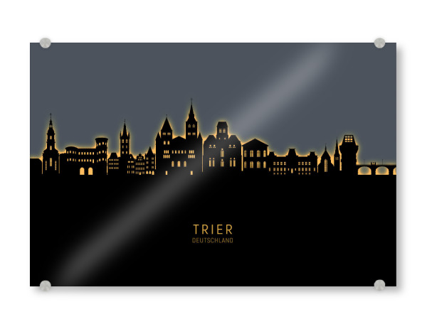 Acrylglasbild "Trier Germany Skyline Glow Orange" artboxONE - Städte