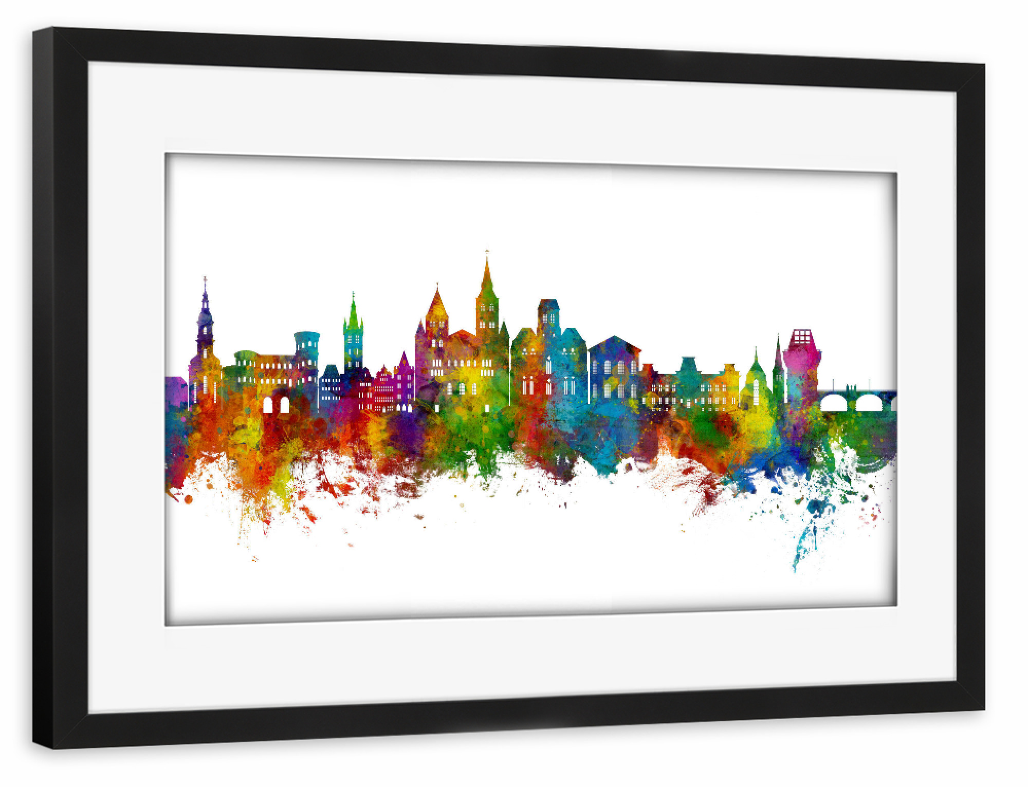 Poster mit Rahmen schwarz "Trier Germany Skyline" artboxONE - Städte