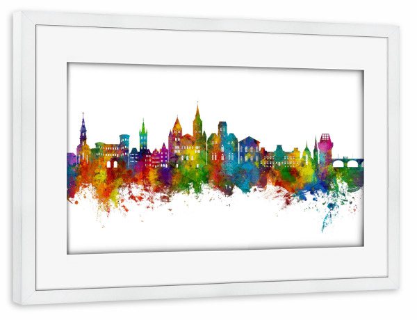 Poster mit Rahmen weiß "Trier Germany Skyline" artboxONE - Städte