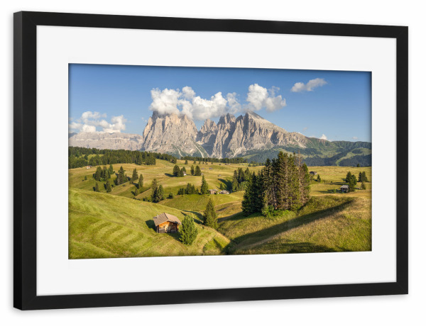 Poster mit Rahmen schwarz "Seiser Alm im Sommer" artboxONE - Natur,Reise,Reise / Länder