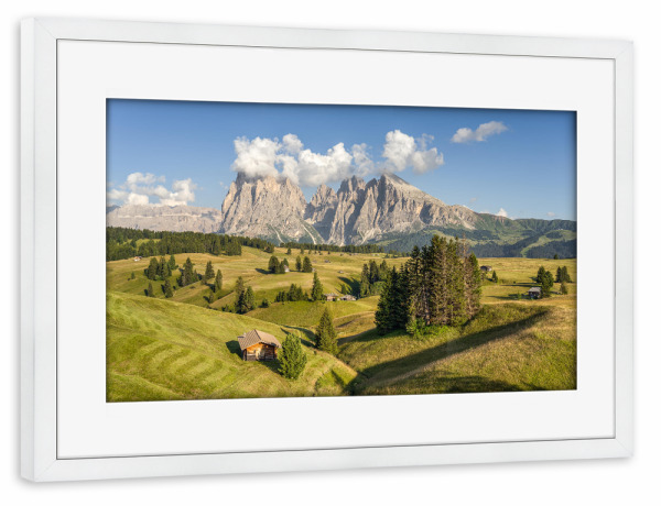 Poster mit Rahmen weiß "Seiser Alm im Sommer" artboxONE - Natur,Reise,Reise / Länder