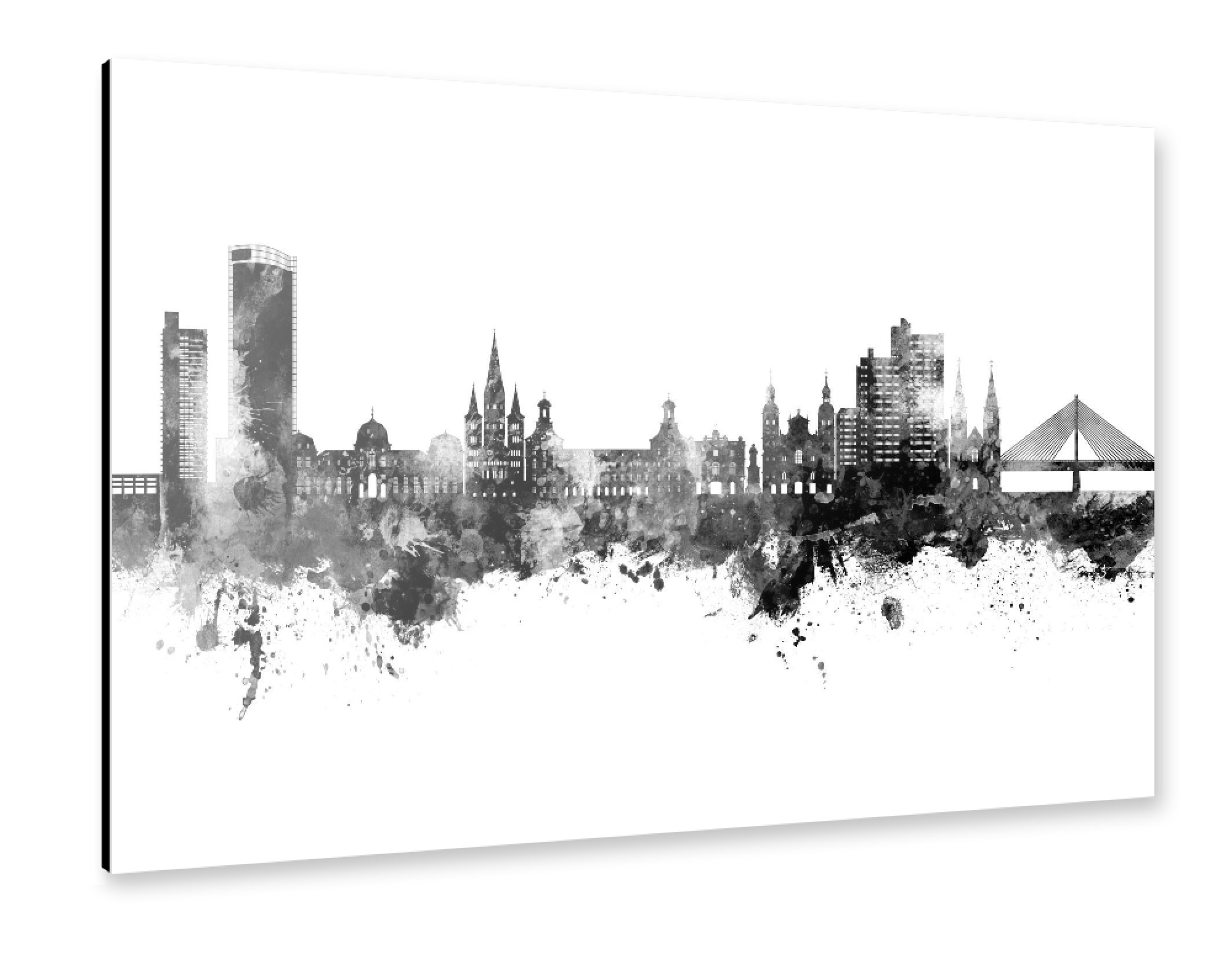 Alu-Dibond "Bonn Germany Skyline Black" 75x50 cm artboxONE