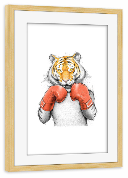 Poster mit Rahmen kiefer "Tiger Boxer" artboxONE - Tiere,Sport
