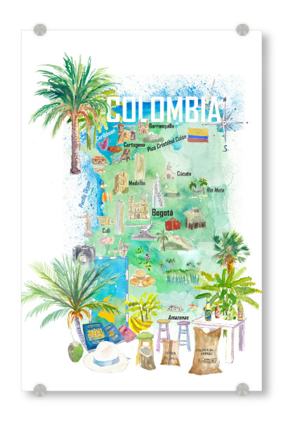 Acrylglasbild "Colombia Map" artboxONE - Reise,Reise / Strand und Meer,Kartografie