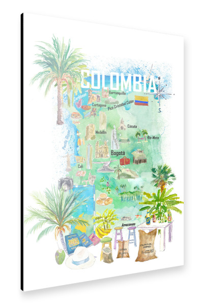 Alu-Dibond "Colombia Map" 30x20 cm artboxONE
