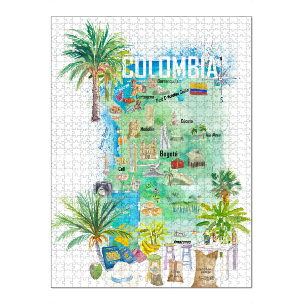 Puzzle Ravensburger "Colombia Map" artboxONE - Reise,Reise / Strand und Meer,Kartografie