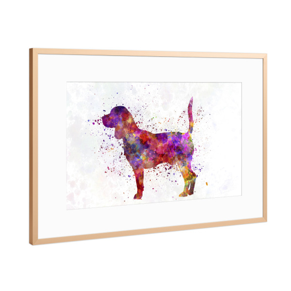 Poster mit Rahmen Kupfer "Beagle in watercolor" artboxONE - Tiere