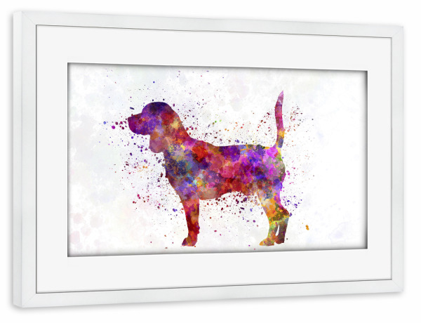 Poster mit Rahmen weiß "Beagle in watercolor" artboxONE - Tiere