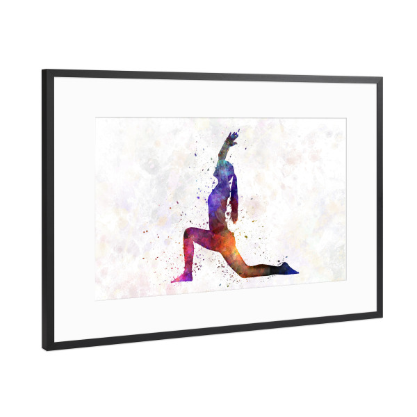 Poster mit Rahmen Schwarz (Metallic) "Watercolor yoga-d" artboxONE - Sport