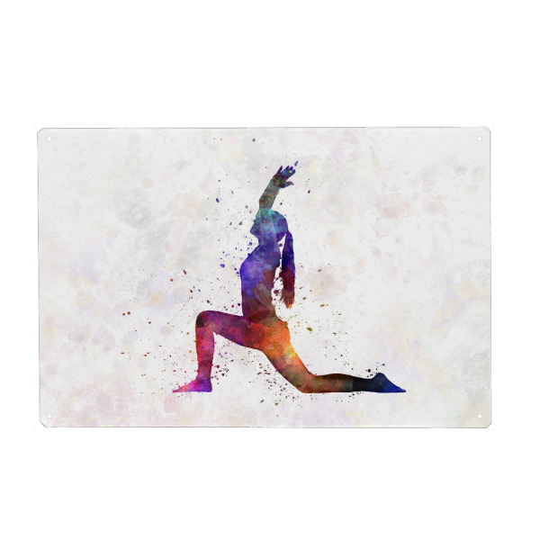 Metall Poster "Watercolor yoga-d" artboxONE - Sport - Sport,Sports,Color,Illustration,Watercolor,Yoga,Relaxation,Zen,Bohemian,Female,Woman,Frau