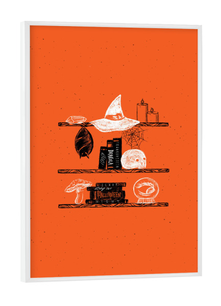 Poster mit weißem Rahmen "Halloween shelf orange" artboxONE - Essen & Trinken / Alkohol
