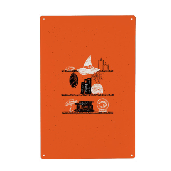 Metall Poster "Halloween shelf orange" artboxONE - Essen & Trinken / Alkohol