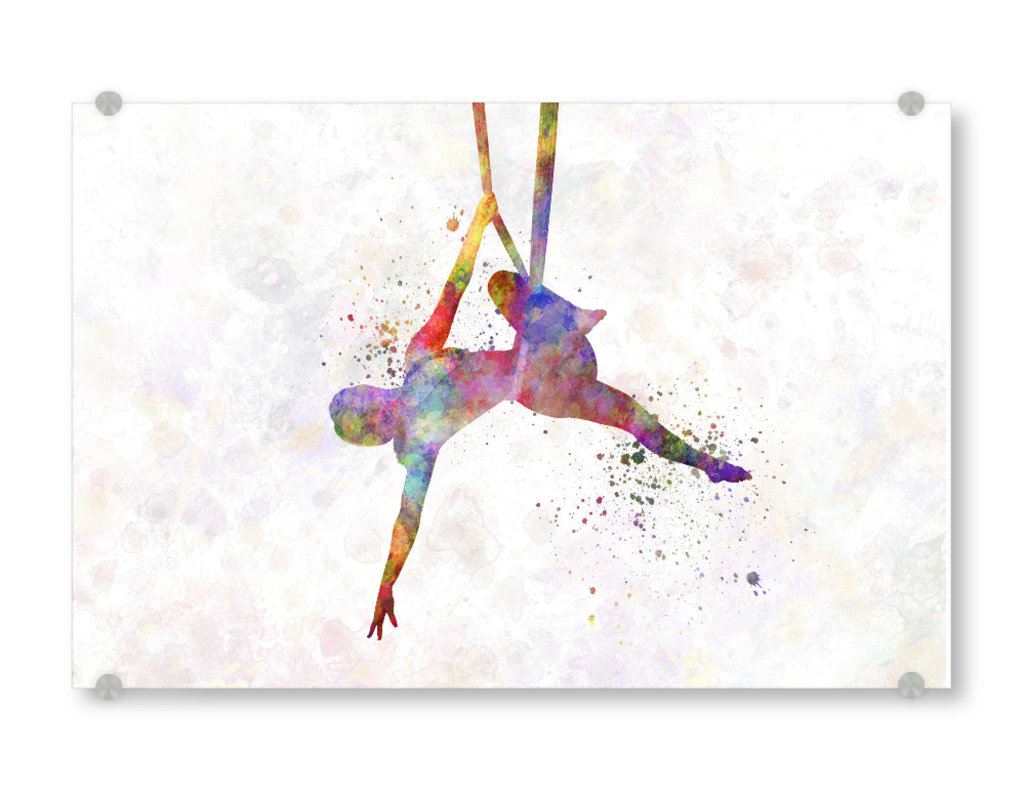 Acrylglasbild "Aerial Yoga in Watercolor-b" artboxONE - Sport - Sport,Sports,Color,Illustration,Watercolor,Yoga,Relaxation,Zen,Bohemian,Aerial yoga