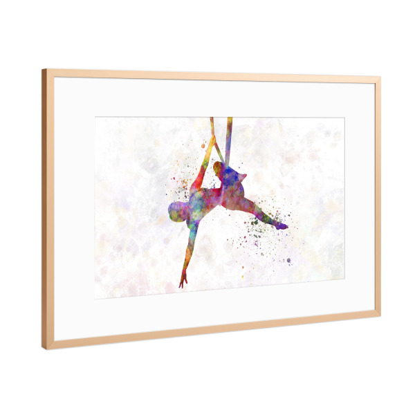 Poster mit Rahmen Kupfer "Aerial Yoga in Watercolor-b" artboxONE - Sport