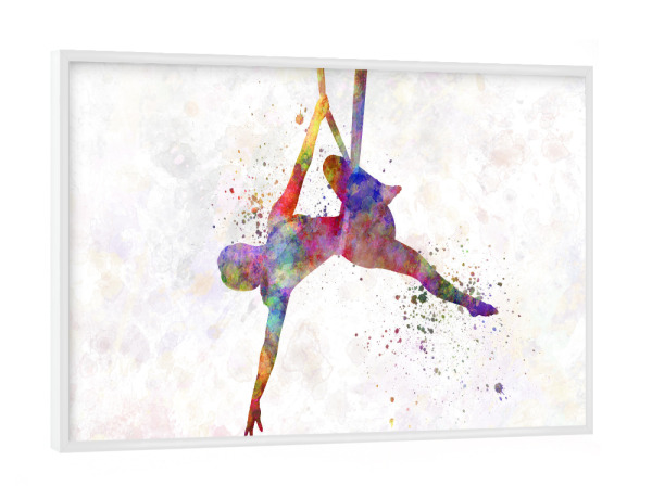 Poster mit weißem Rahmen "Aerial Yoga in Watercolor-b" artboxONE - Sport