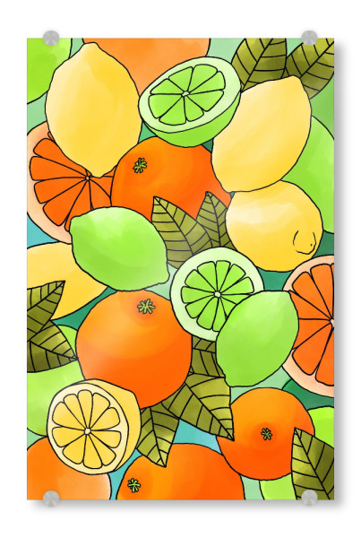 Acrylglasbild "Zitrusbombe" artboxONE - Natur,Floral,Essen & Trinken / Obst & Gemüse - Zitrusfrüchte,Citrus fruit,Zitrone,Orange,Limette,Lime,Küche