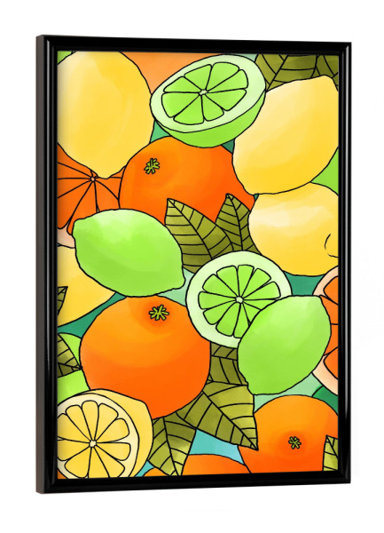 Poster mit schwarzem Rahmen "Zitrusbombe" artboxONE - Natur,Floral,Essen & Trinken / Obst & Gemüse
