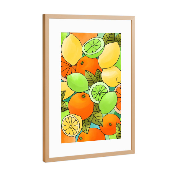 Poster mit Rahmen Kupfer "Zitrusbombe" artboxONE - Natur,Floral,Essen & Trinken / Obst & Gemüse