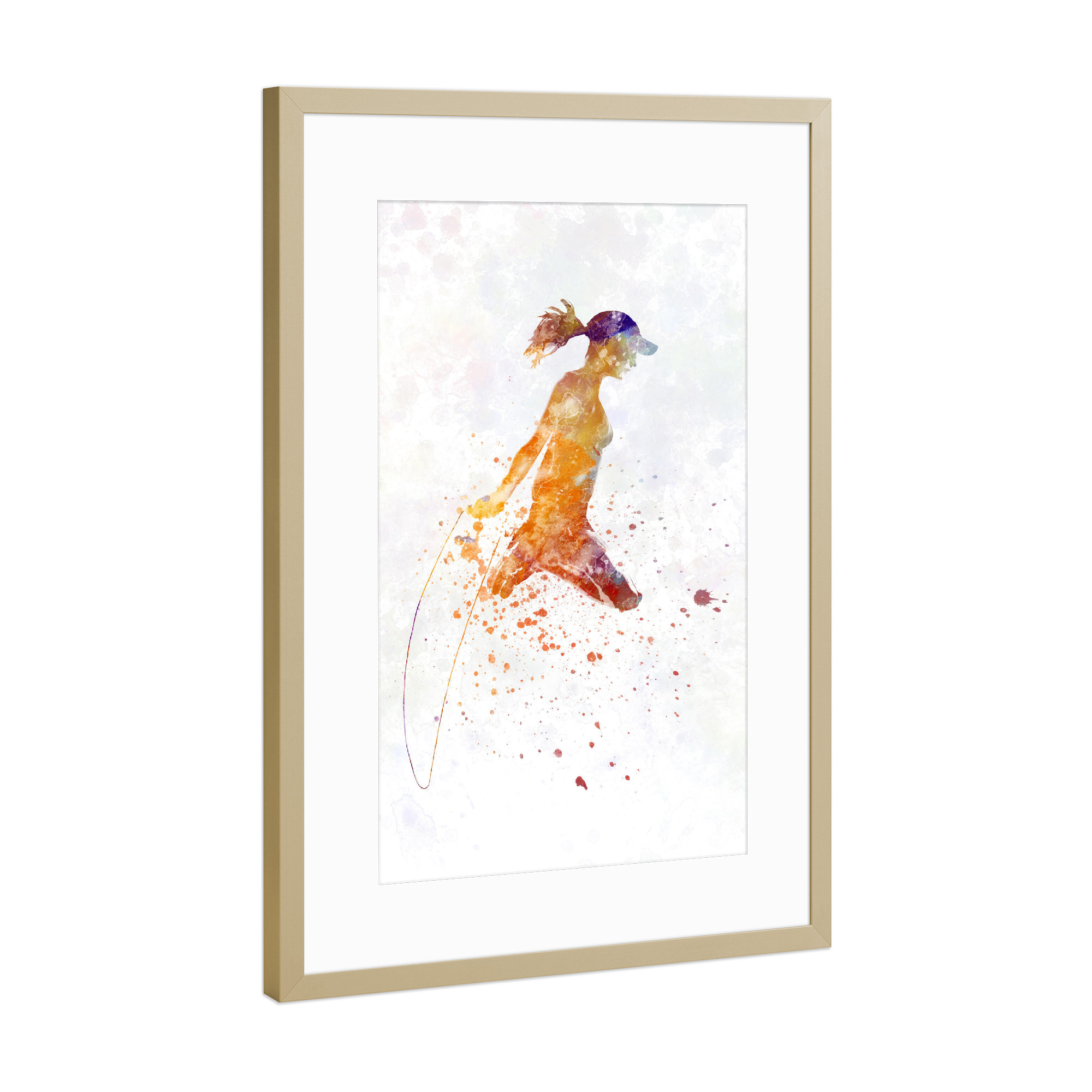 Poster mit Rahmen Gold "Watercolor fitness-e" artboxONE - Sport - Sport,Sports,Watercolor,Fitness,Gym,Exercise,Athlete,Gymnast,Olympic