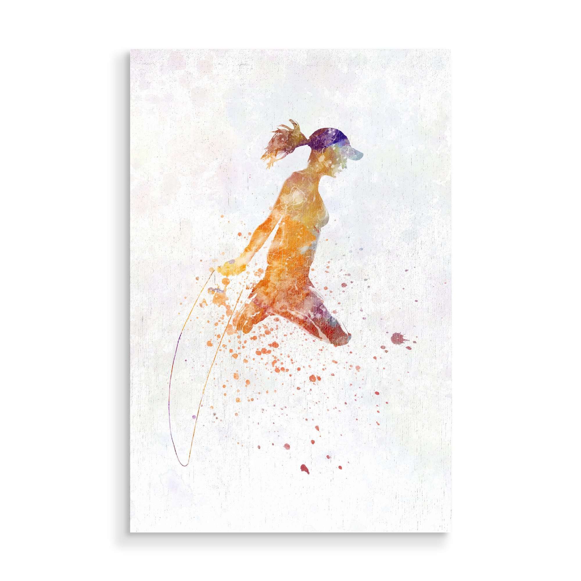 Holzbild "Watercolor fitness-e" artboxONE - Sport - Sport,Sports,Watercolor,Fitness,Gym,Exercise,Athlete,Gymnast,Olympic