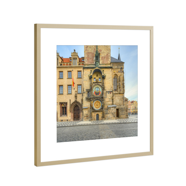 Poster mit Rahmen Gold "Astronomische Uhr in Prag" artboxONE - Reise,Architektur,Städte / Prag
