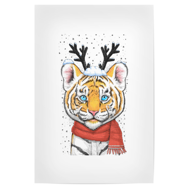 Poster 30x20 cm "Christmas tiger" artboxONE - Tiere,Weihnachten